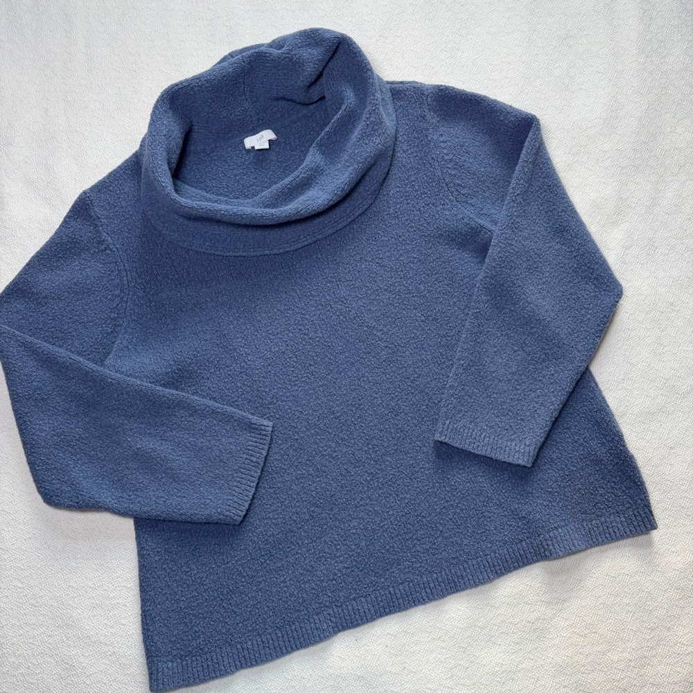 J. Jill Blue Cowl Neck Textured Knit Sweater Petite Large Fall RN 97641